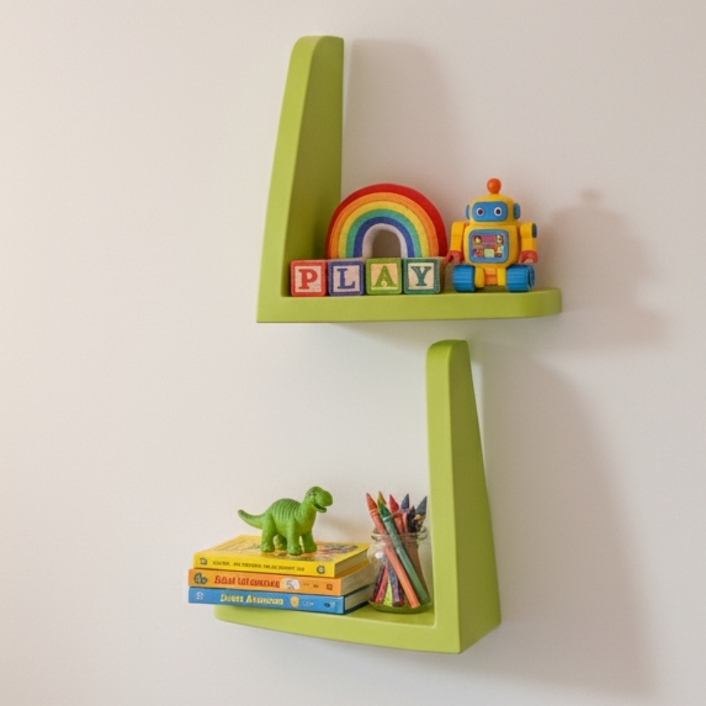 (2) IKEA MAMMUT Wall Shelves Green Vintage Made In Italy
